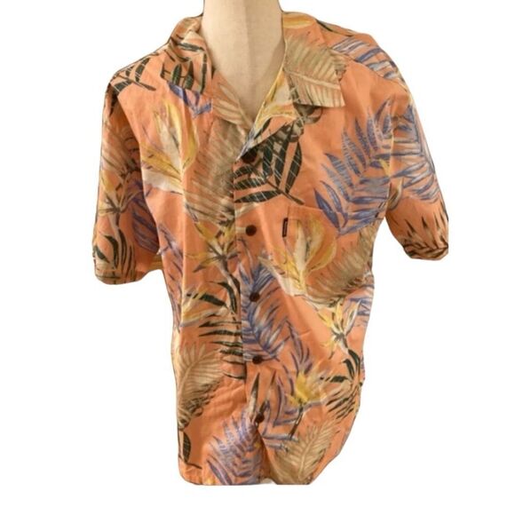 Palmwave Peach Print Hawaiian Shirt - Picture 1 of 9
